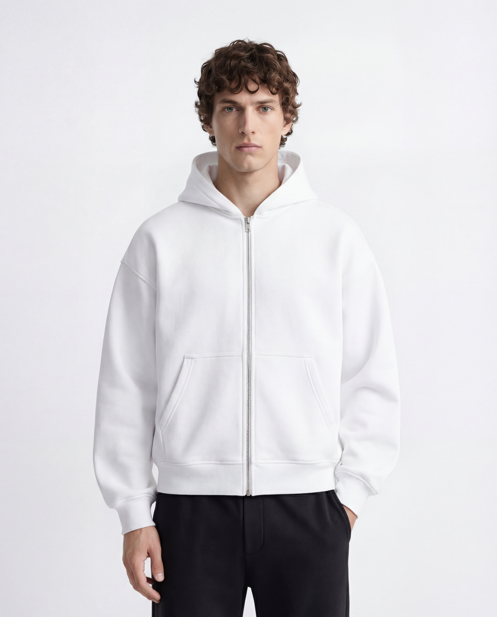 Zip Hoodie - White