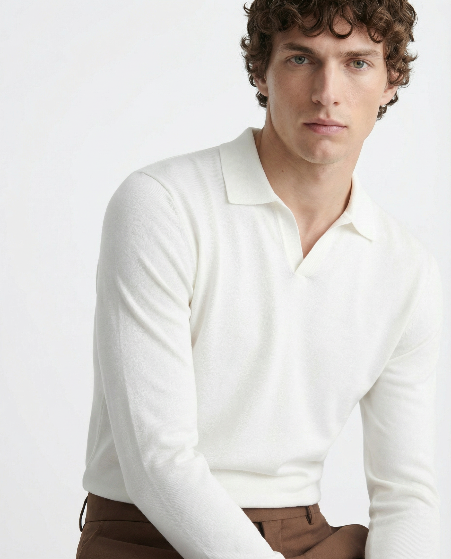 Polo Tee - Full Sleeves White