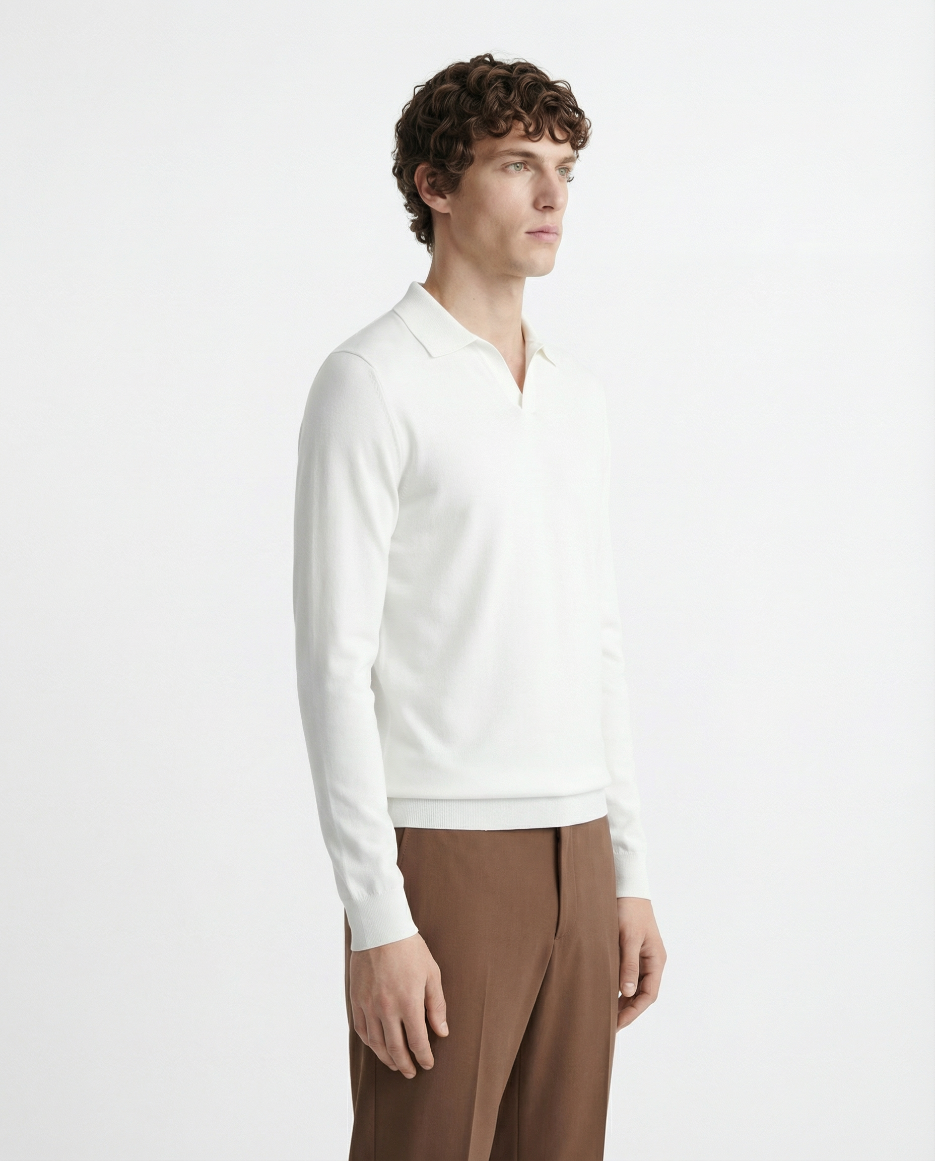 Polo Tee - Full Sleeves White