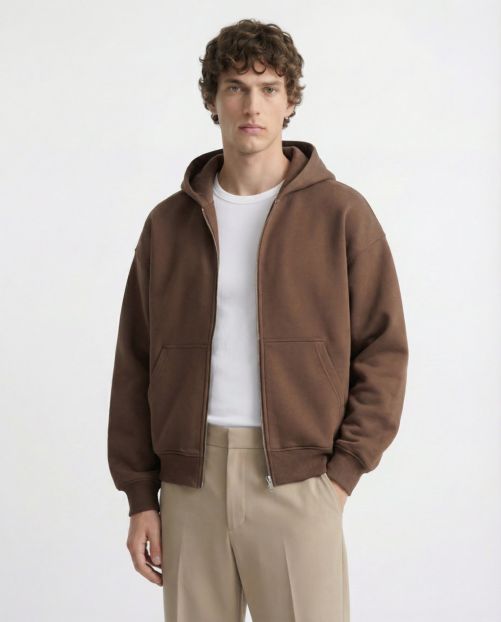 Zip Hoodie - Brown