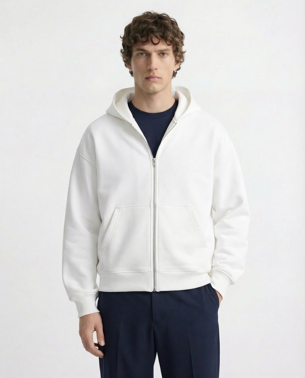 Zip Hoodie - White