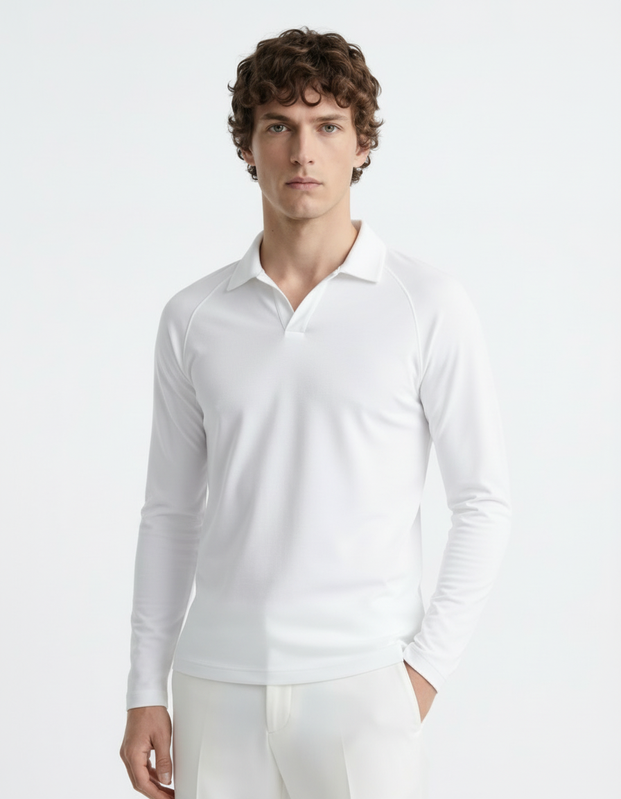 Polo Tee full sleeve - Active wear White