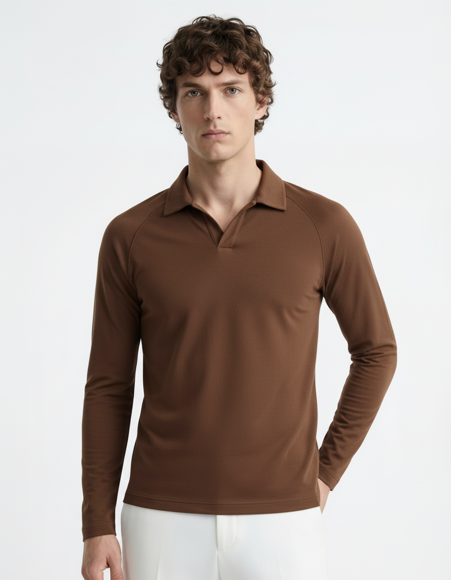 Polo Tee full sleeve - Active wear Brown