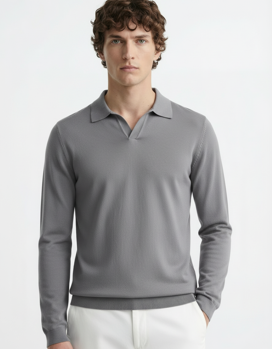 Polo Tee - Full Sleeves Grey