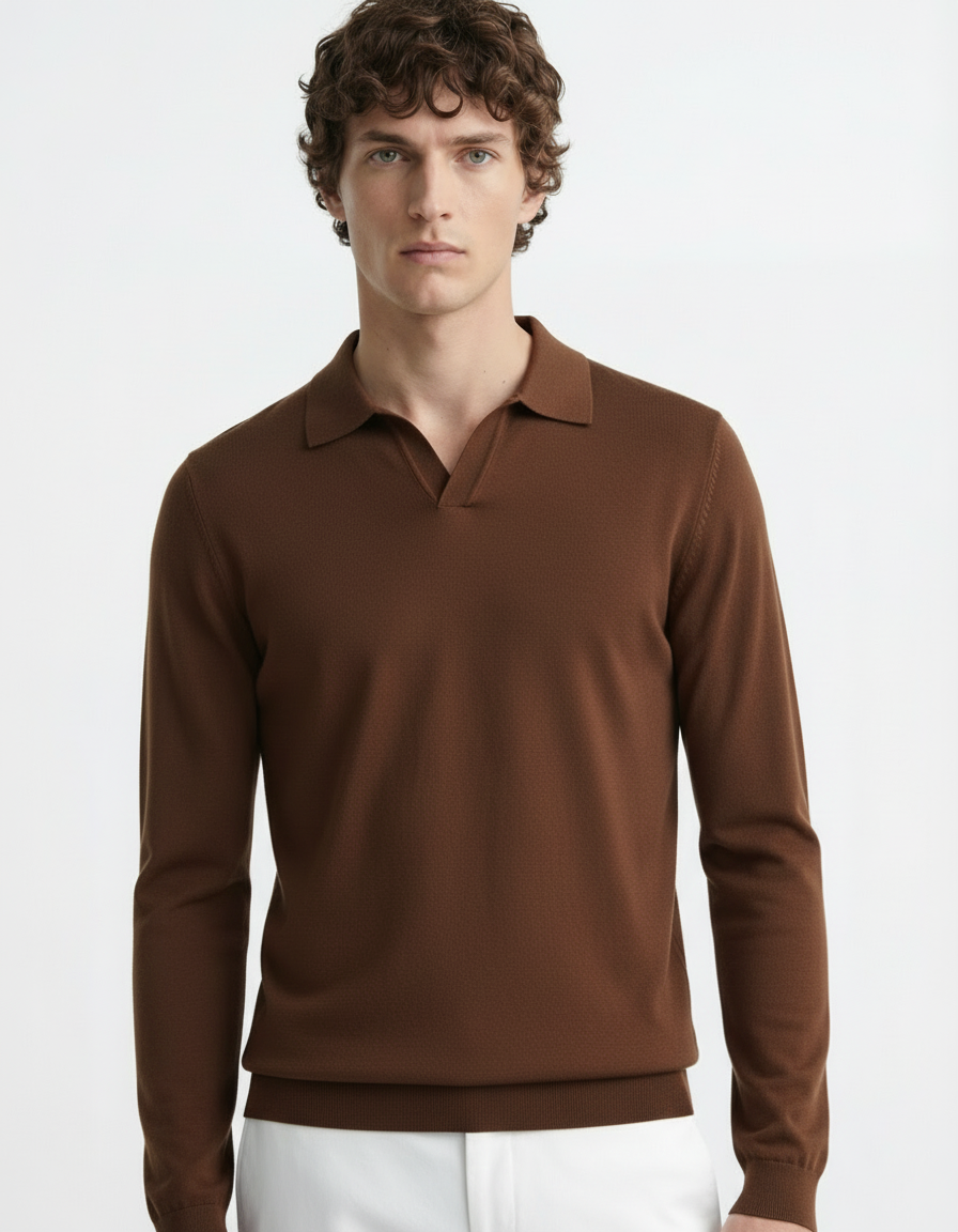 Polo Tee - Full Sleeves Brown