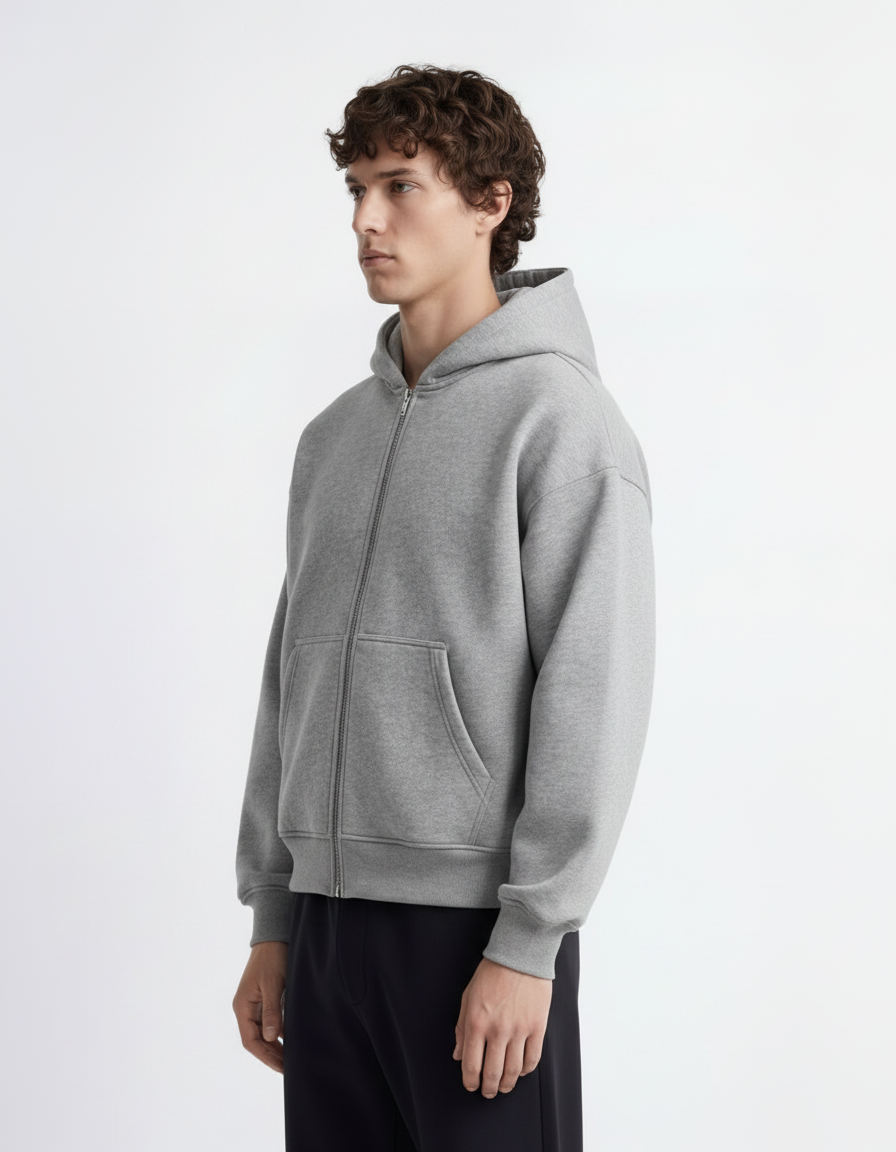 Zip Hoodie - Grey