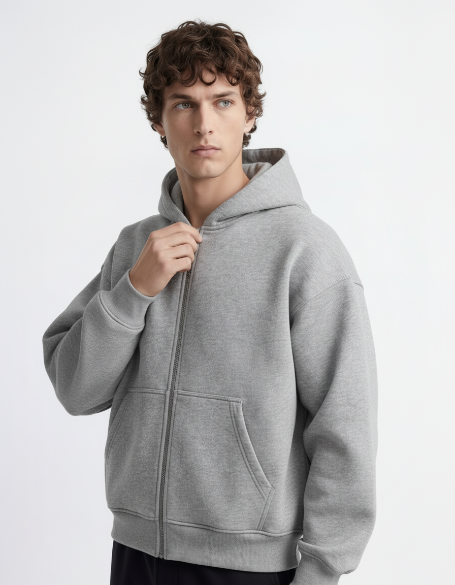 Zip Hoodie - Grey
