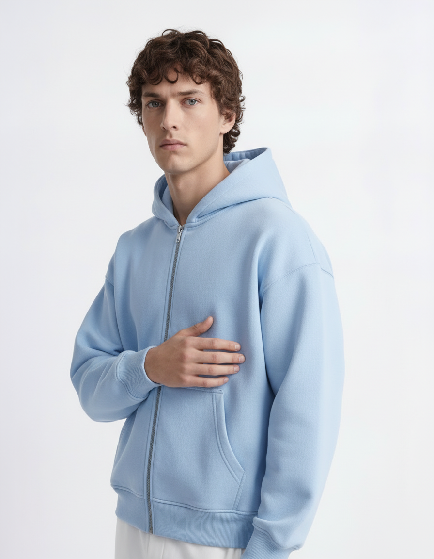 Zip Hoodie - Baby Blue