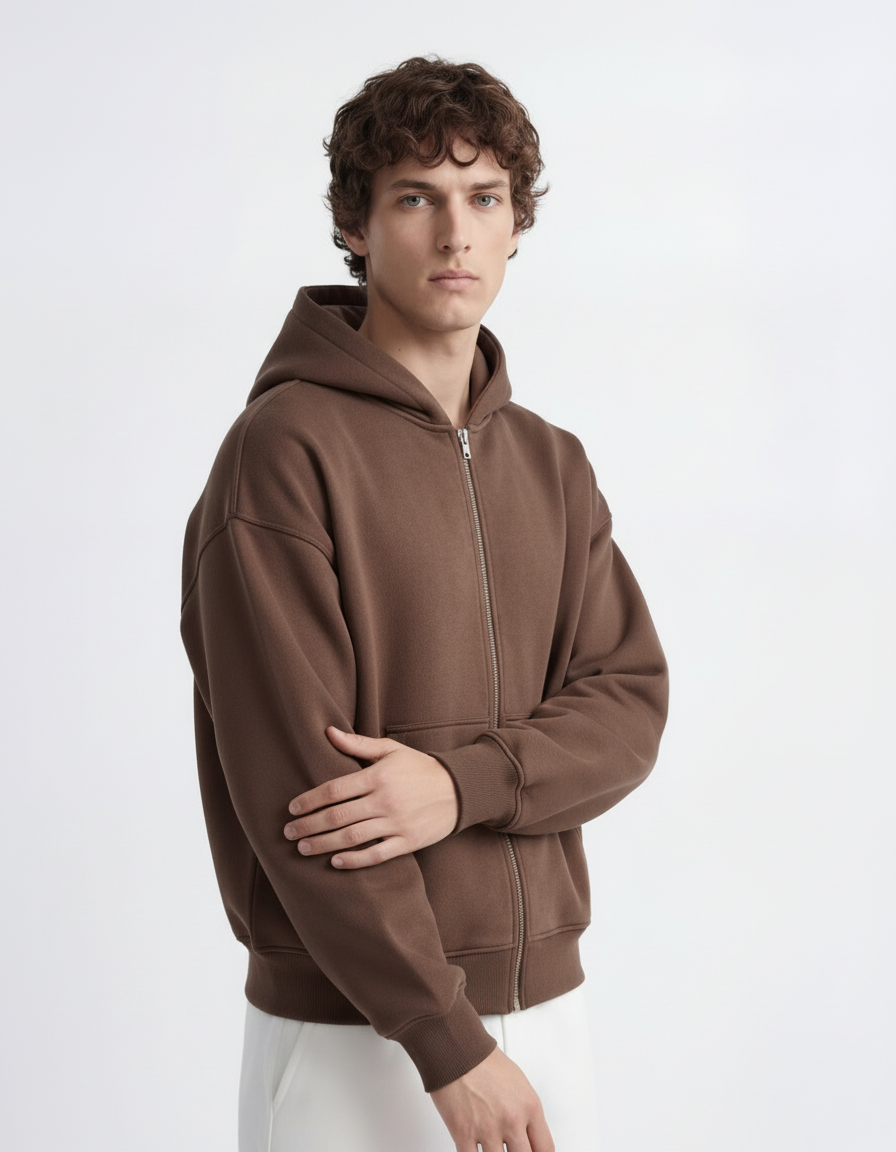 Zip Hoodie - Brown