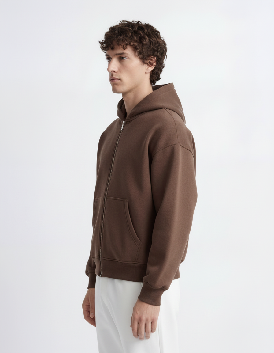 Zip Hoodie - Brown