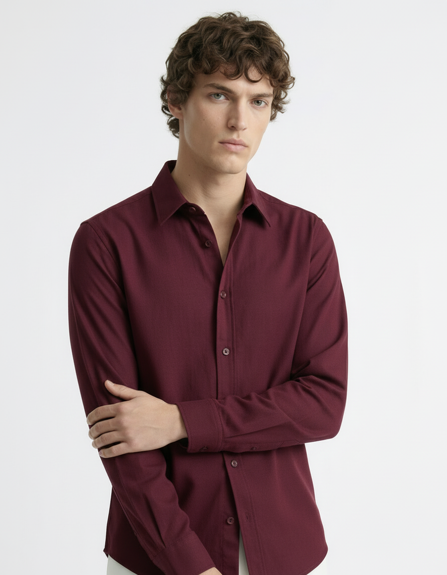 Shirt - Twill Burgundy