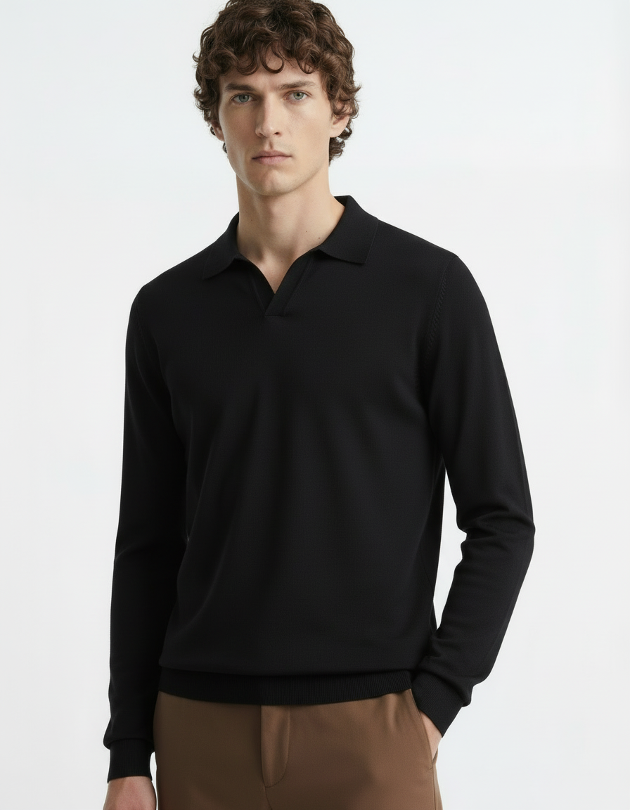 Polo Tee - Full Sleeves Black