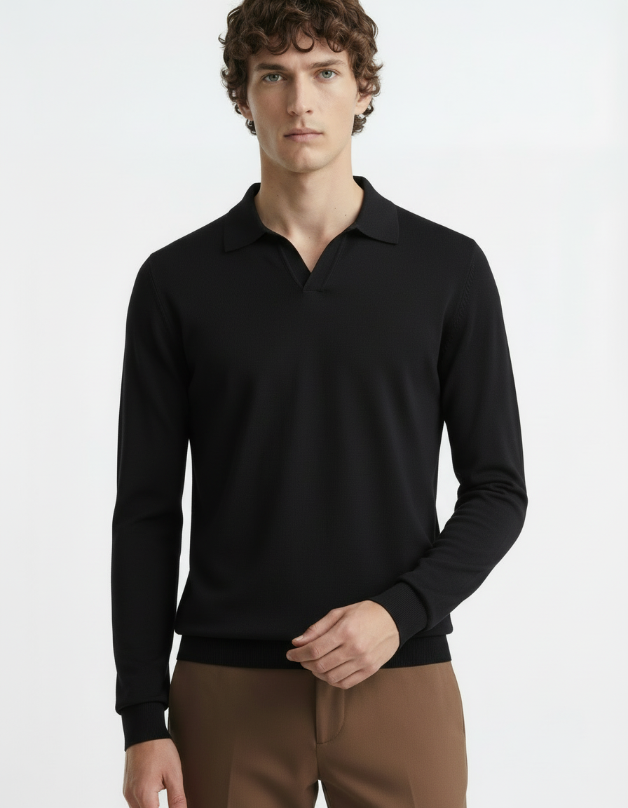 Polo Tee - Full Sleeves Black
