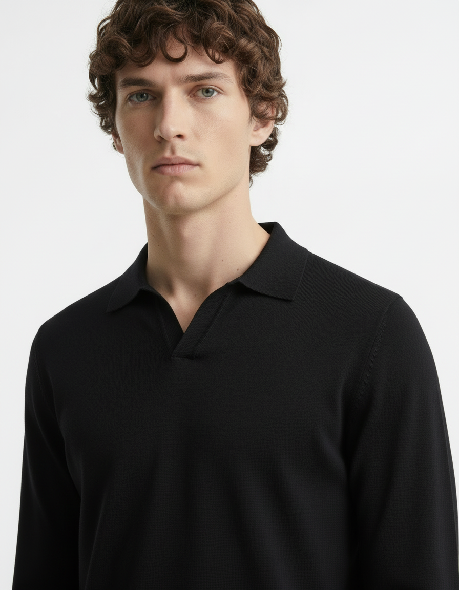 Polo Tee - Full Sleeves Black