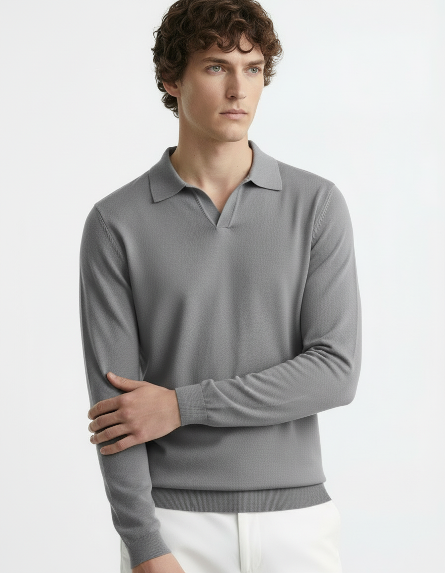 Polo Tee - Full Sleeves Grey
