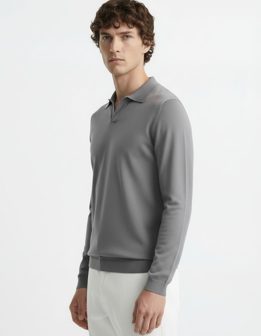 Polo Tee - Full Sleeves Grey
