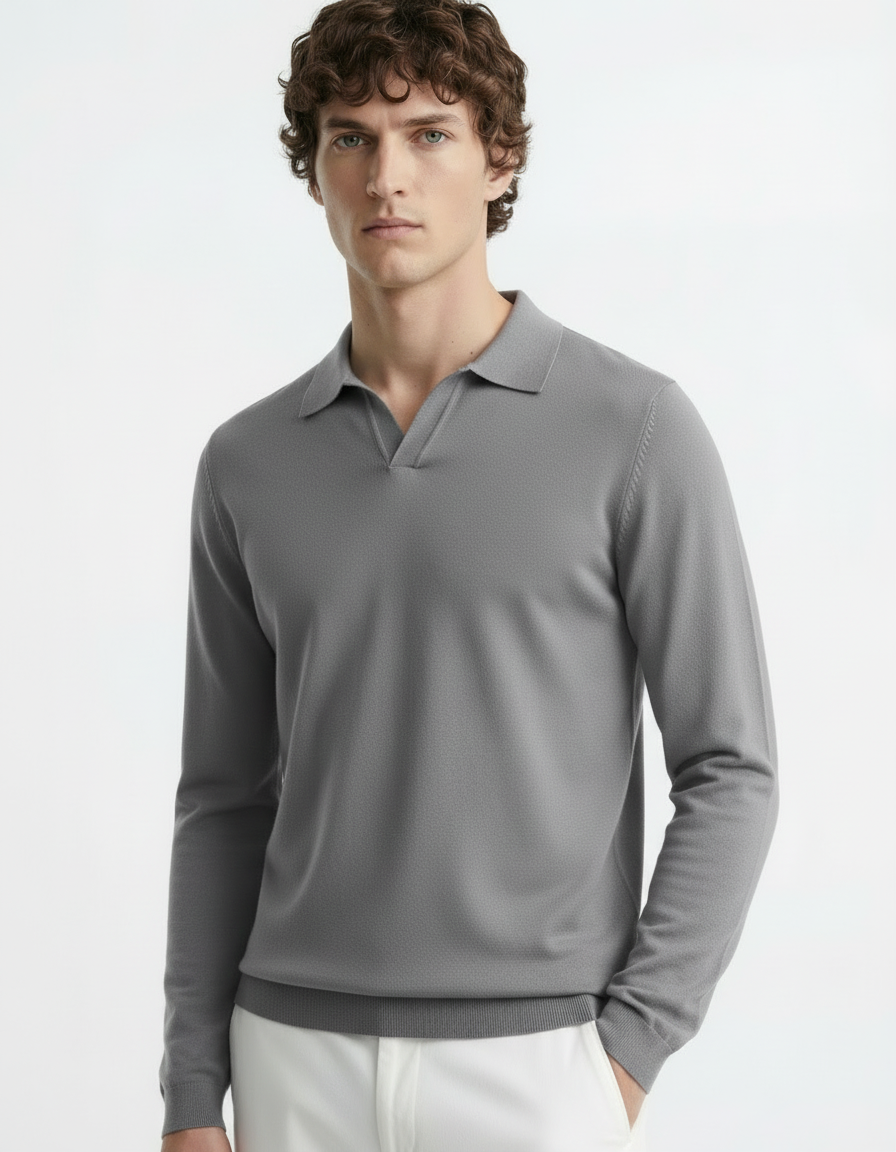Polo Tee - Full Sleeves Grey