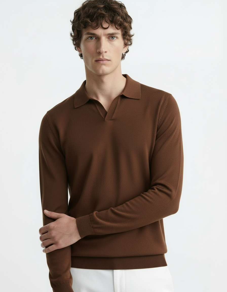 Polo Tee - Full Sleeves Brown