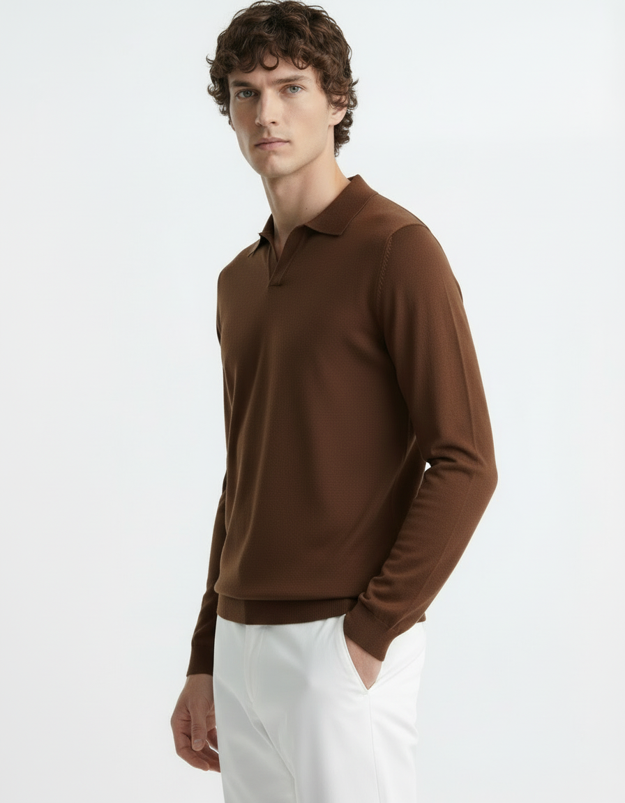 Polo Tee - Full Sleeves Brown