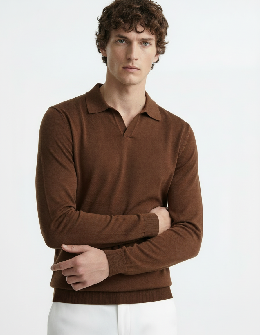 Polo Tee - Full Sleeves Brown