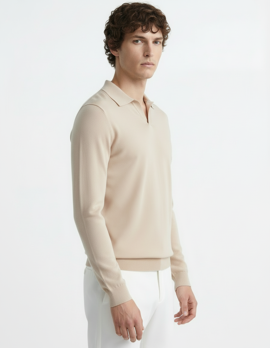 Polo Tee - Full Sleeves Beige