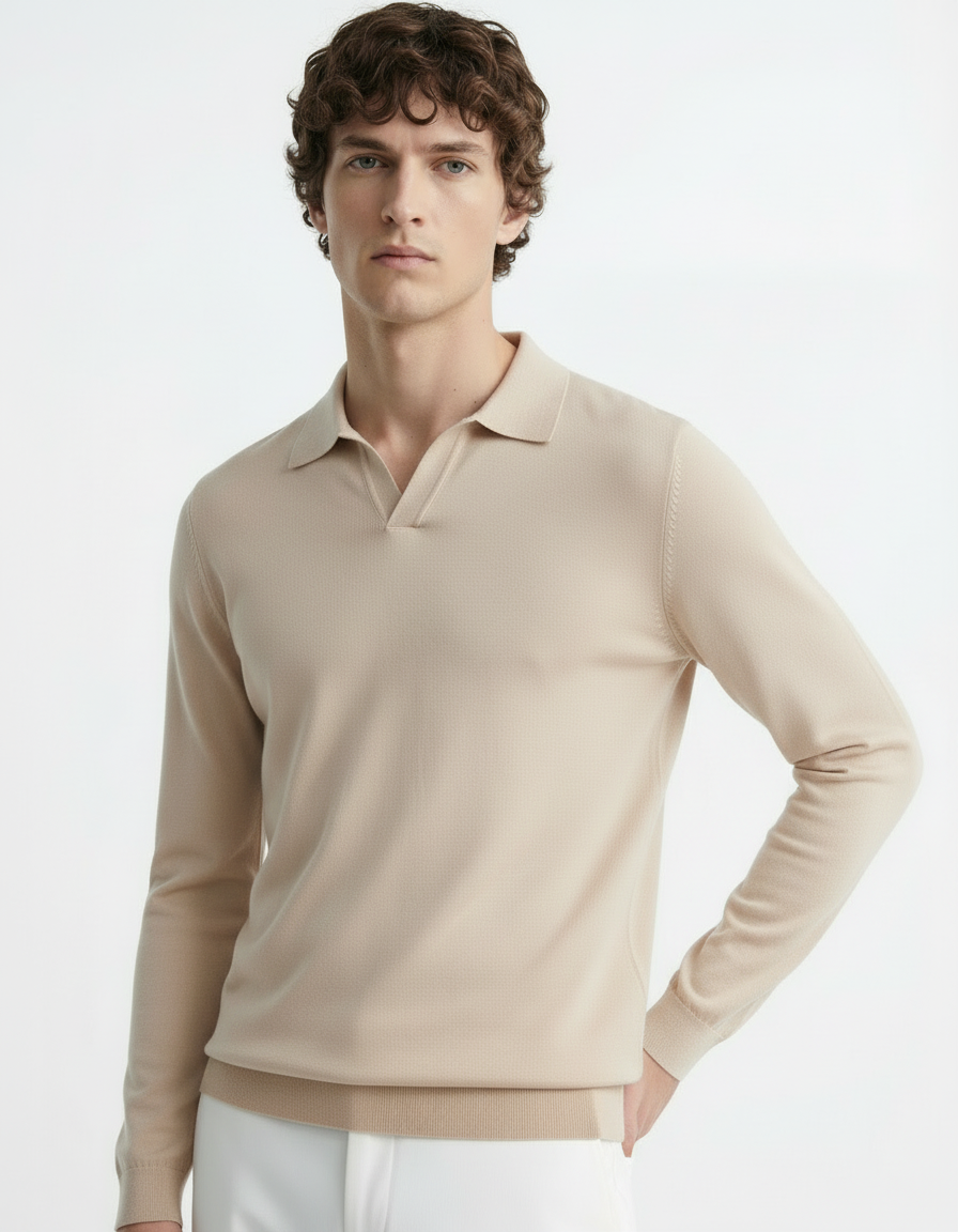 Polo Tee - Full Sleeves Beige