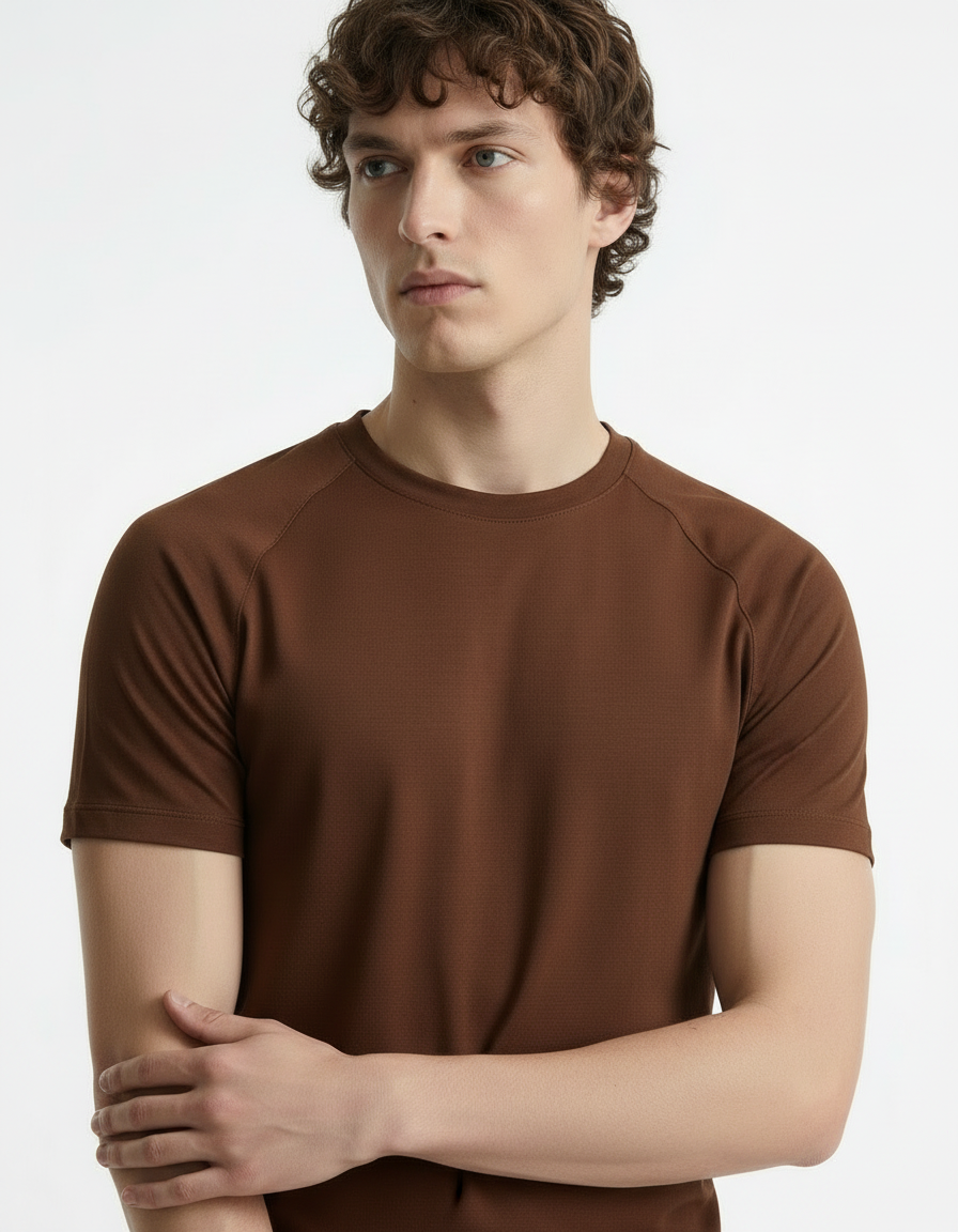 Fitted Tee - Active wear Brown