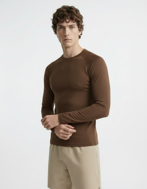 Fitted Tee full sleeve - Active wear Brown