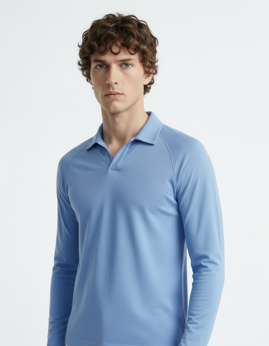 Polo Tee full sleeve - Active wear Baby Blue