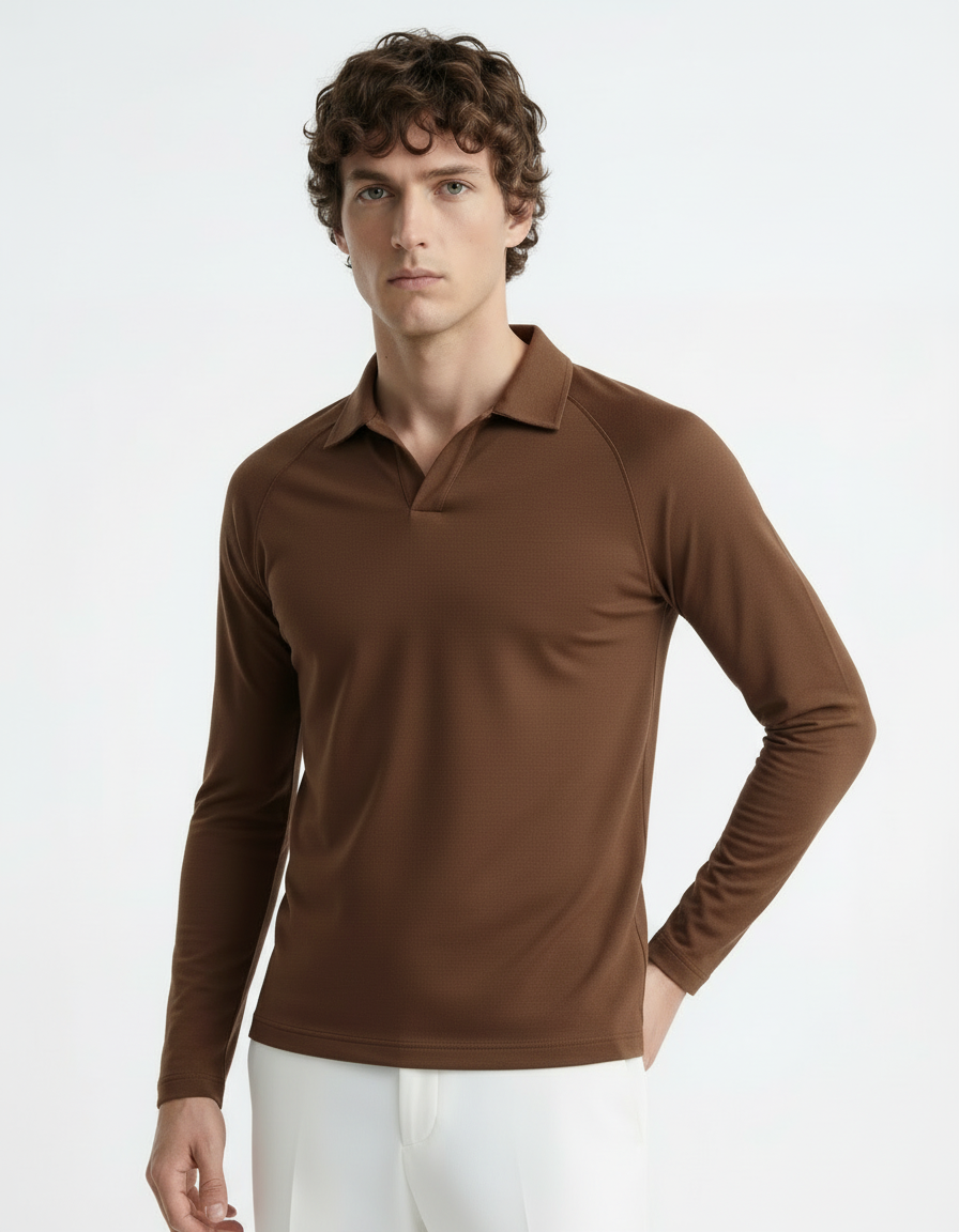 Polo Tee full sleeve - Active wear Brown