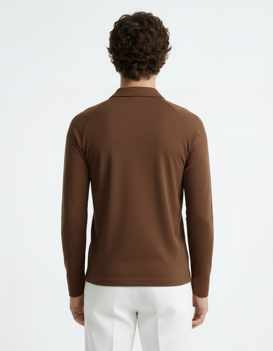 Polo Tee full sleeve - Active wear Brown