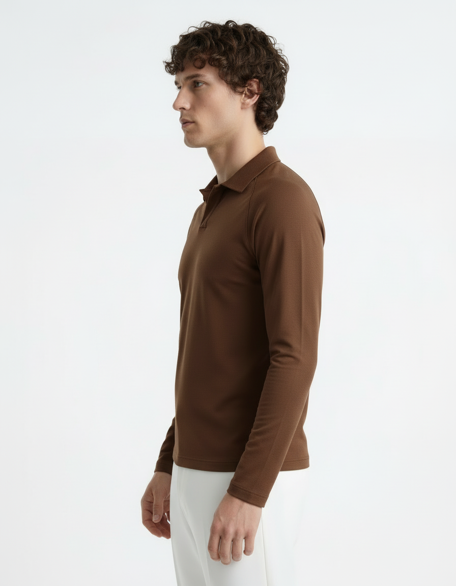 Polo Tee full sleeve - Active wear Brown