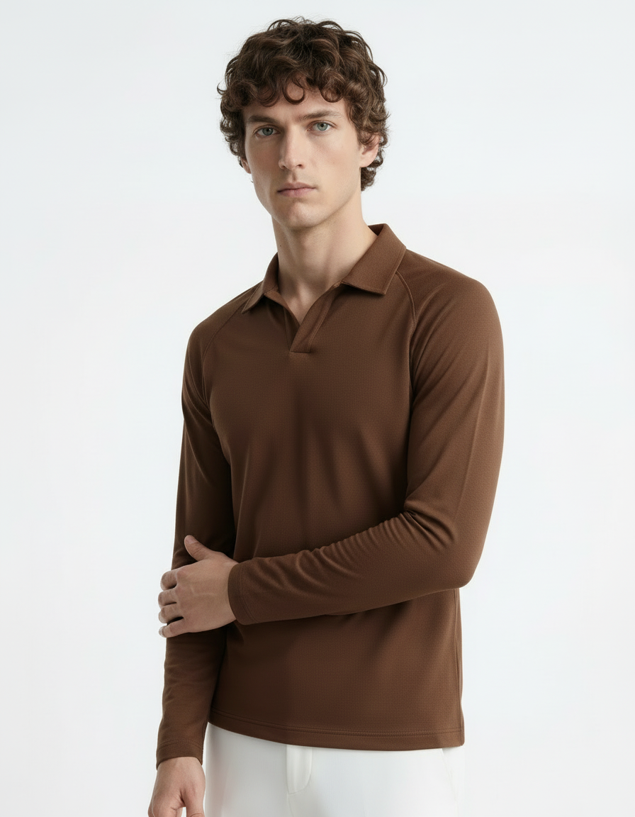 Polo Tee full sleeve - Active wear Brown