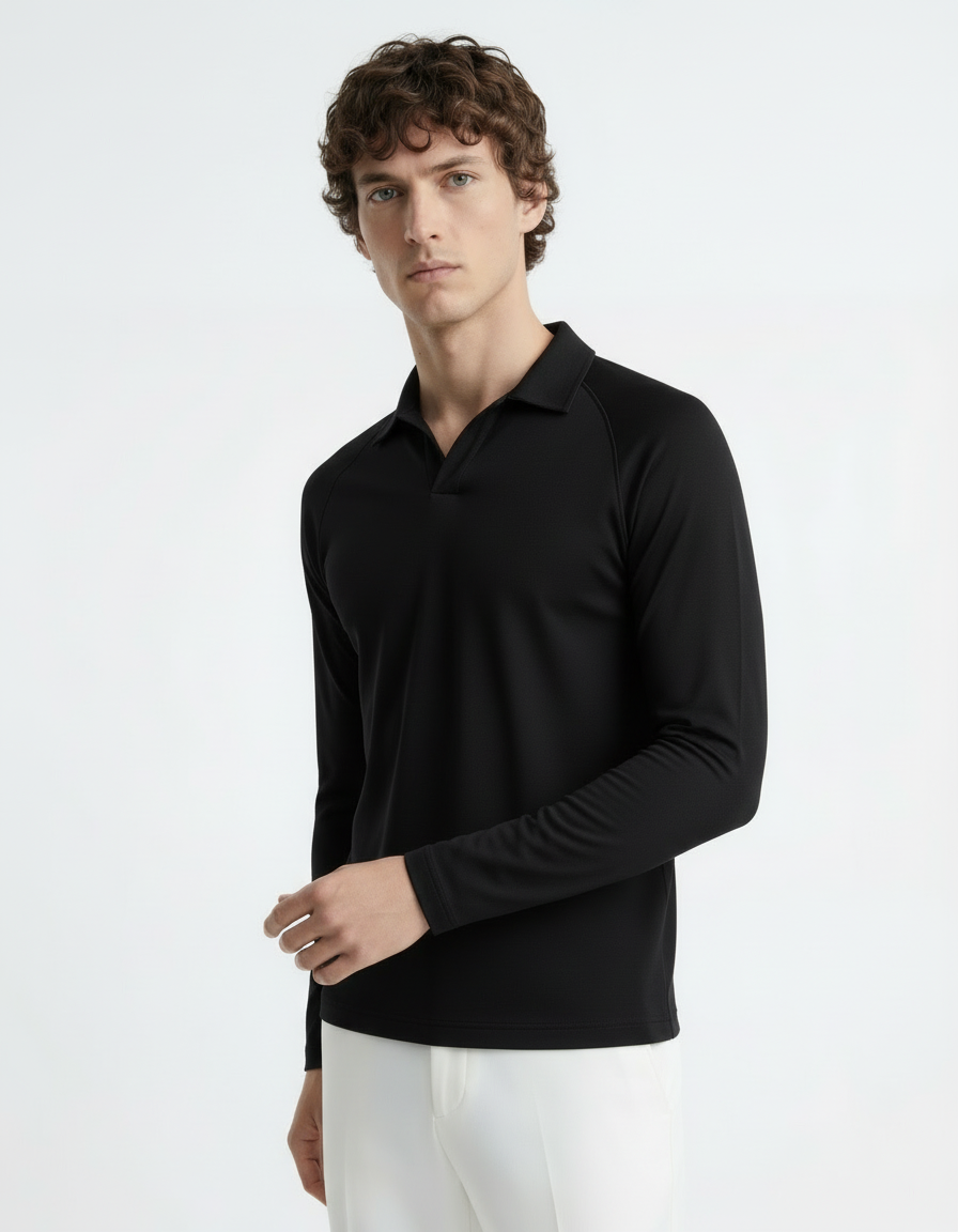 Polo Tee full sleeve - Active wear Black