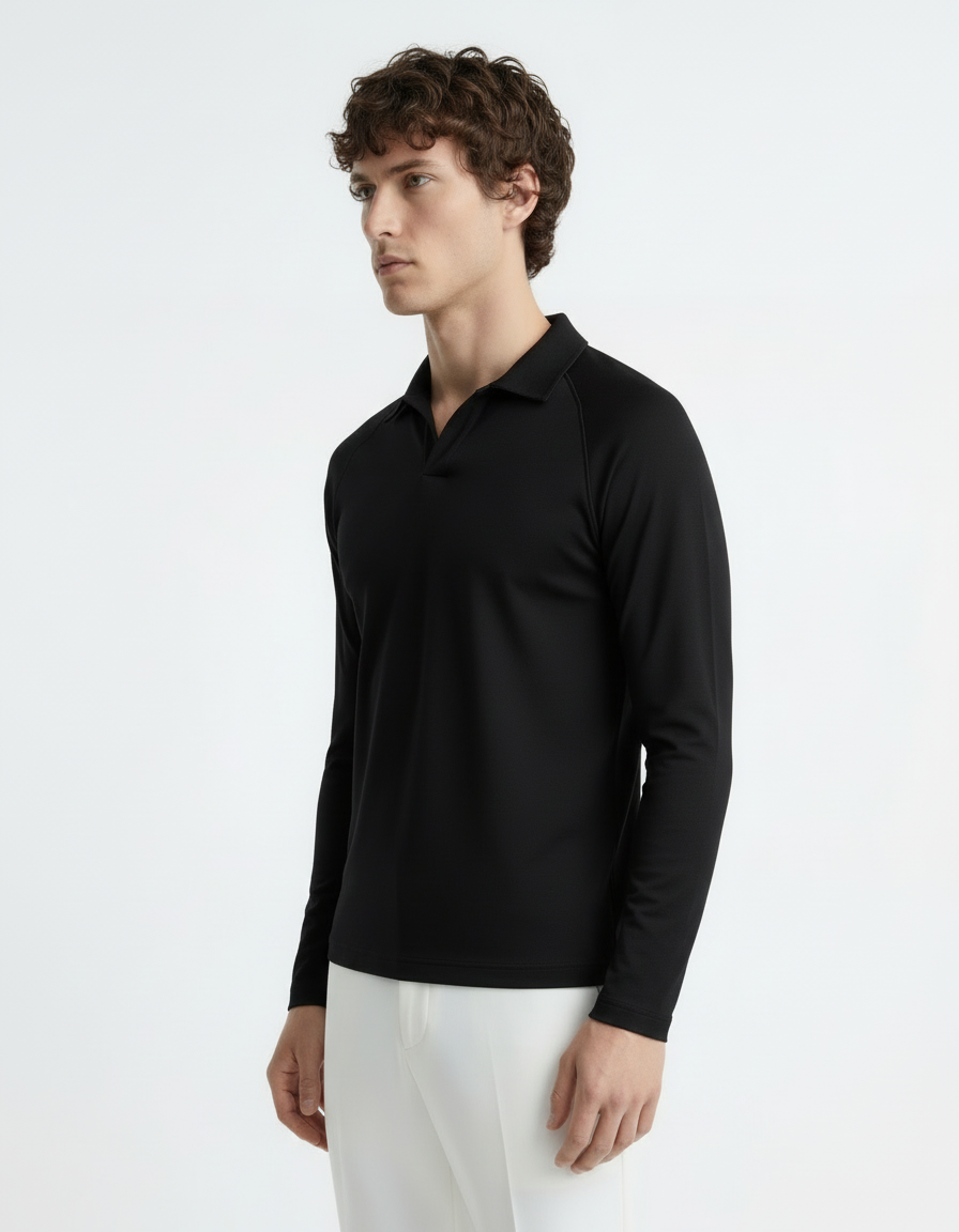 Polo Tee full sleeve - Active wear Black
