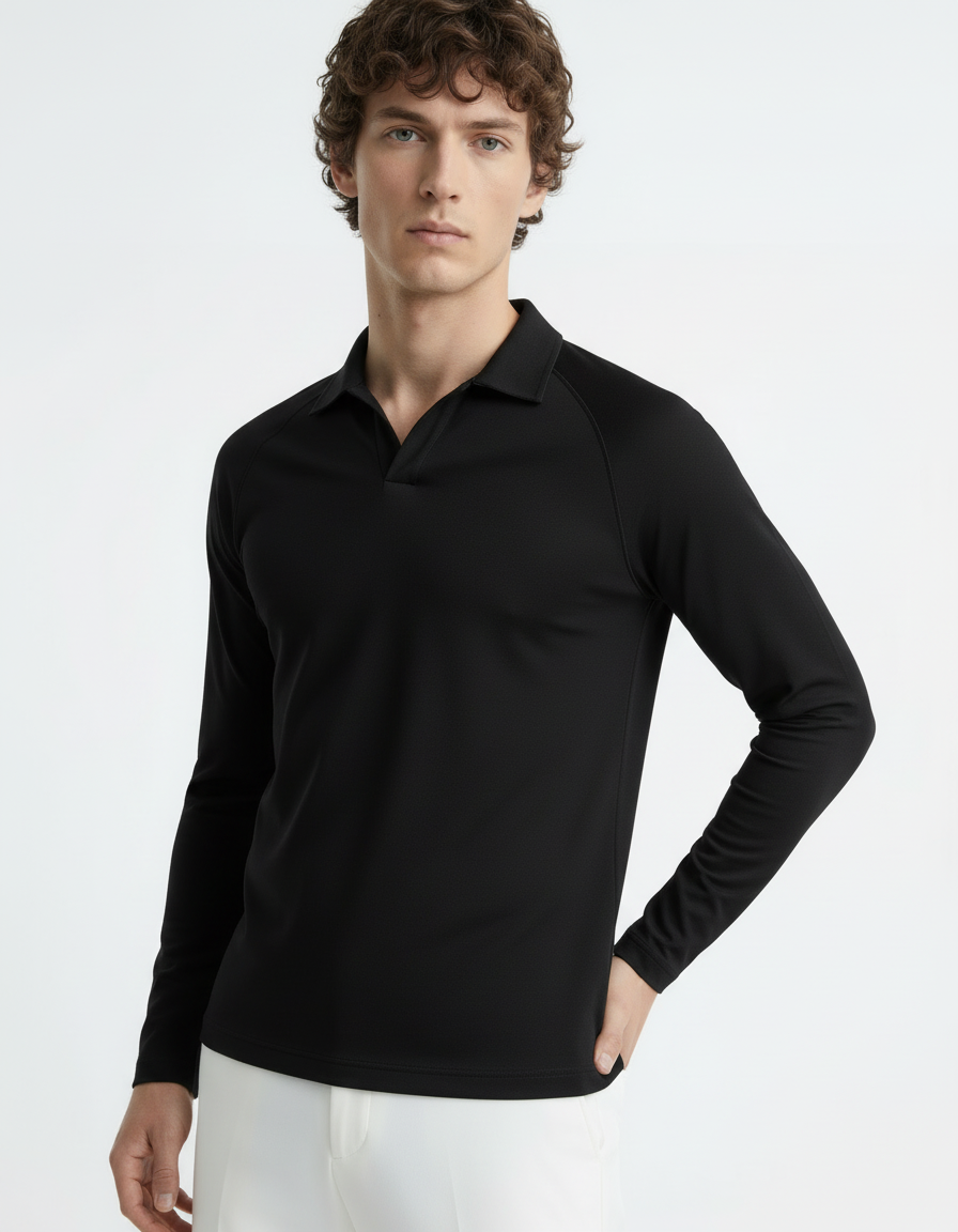 Polo Tee full sleeve - Active wear Black