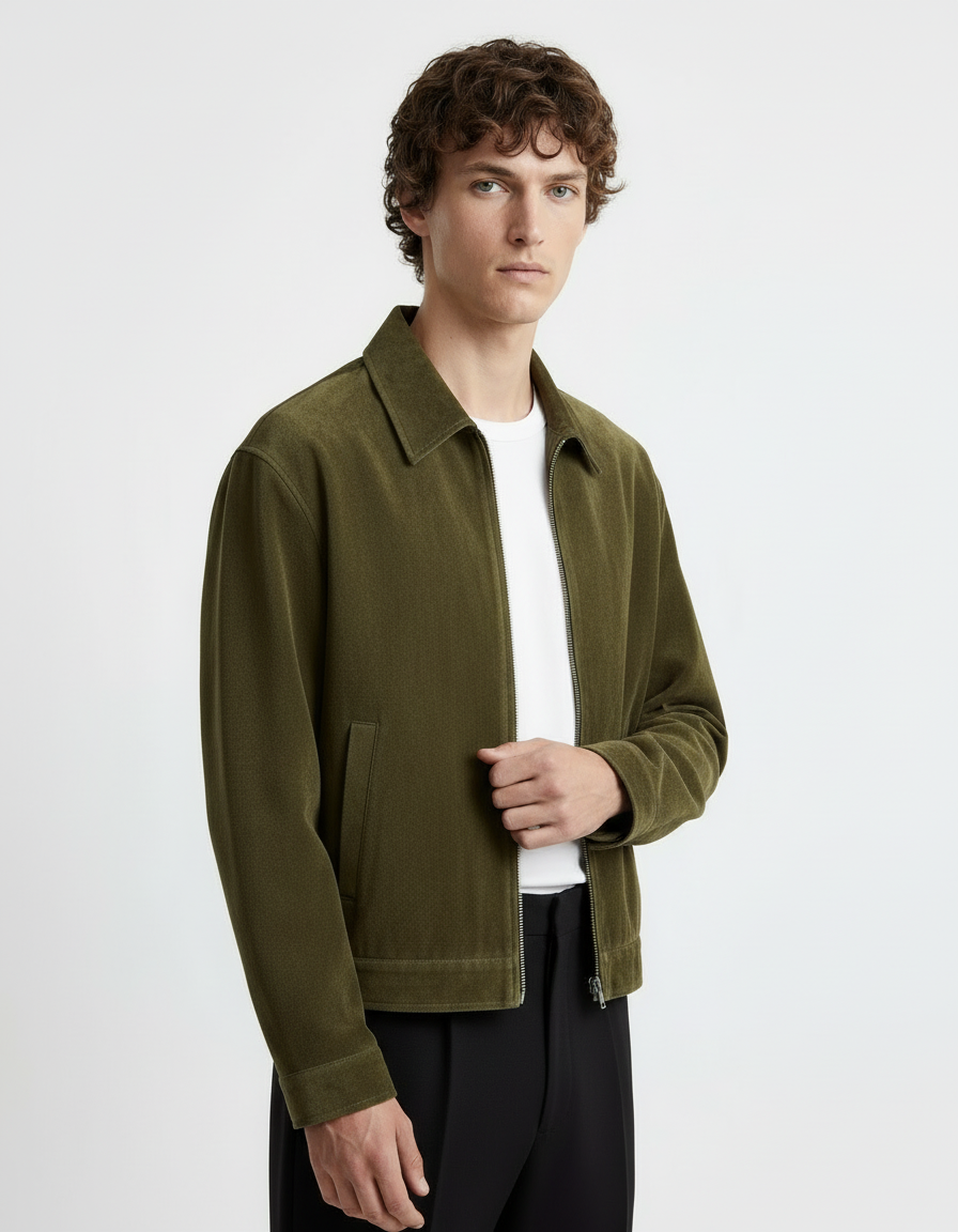 Jacket - Suede Olive Green