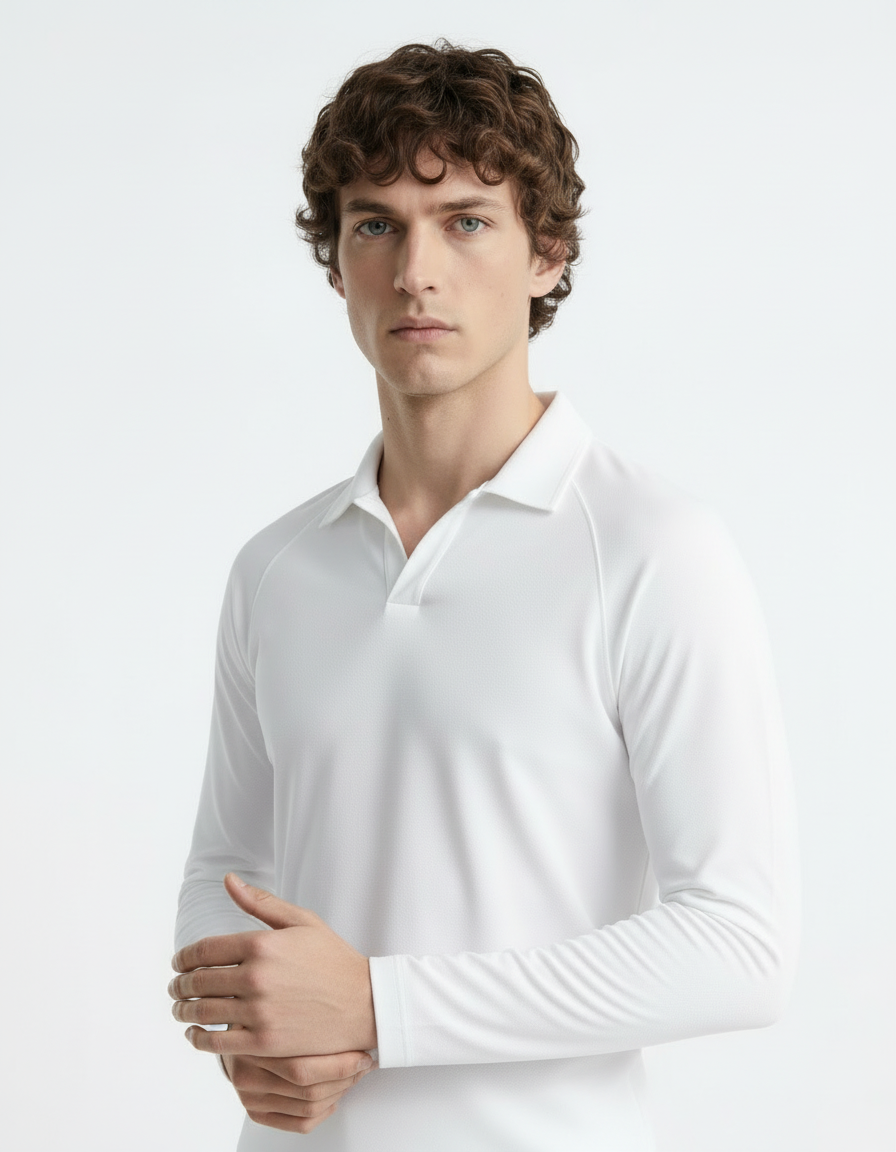 Polo Tee full sleeve - Active wear White