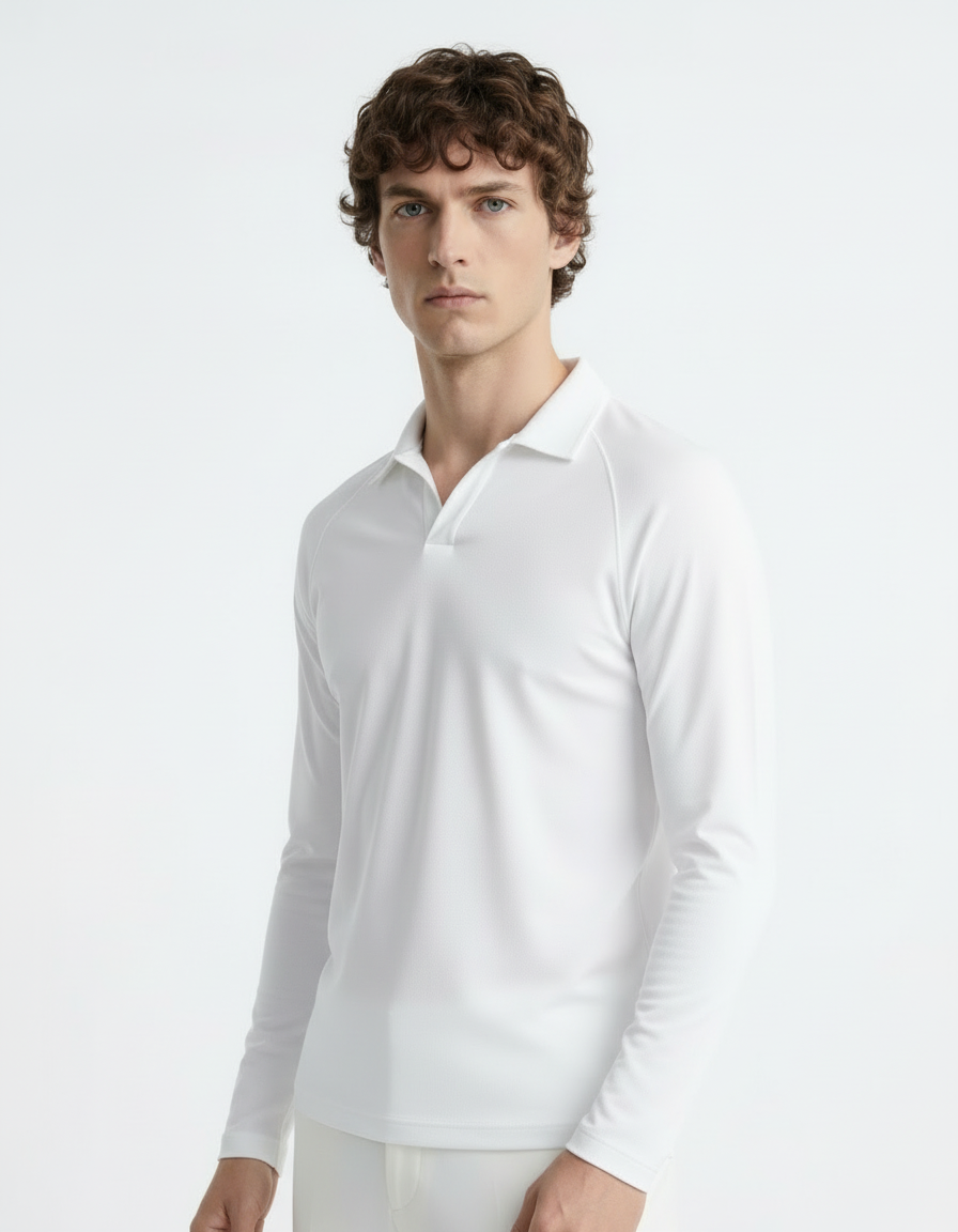 Polo Tee full sleeve - Active wear White
