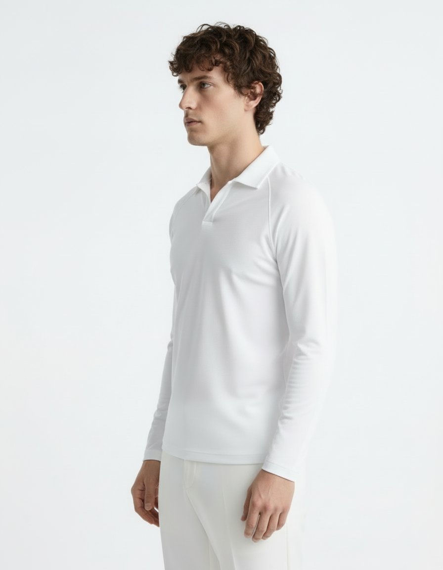 Polo Tee full sleeve - Active wear White