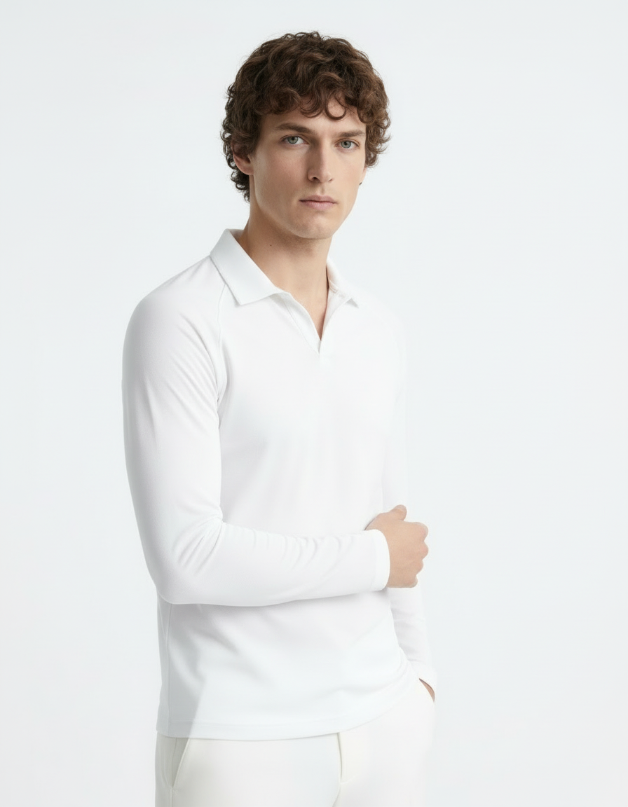 Polo Tee full sleeve - Active wear White